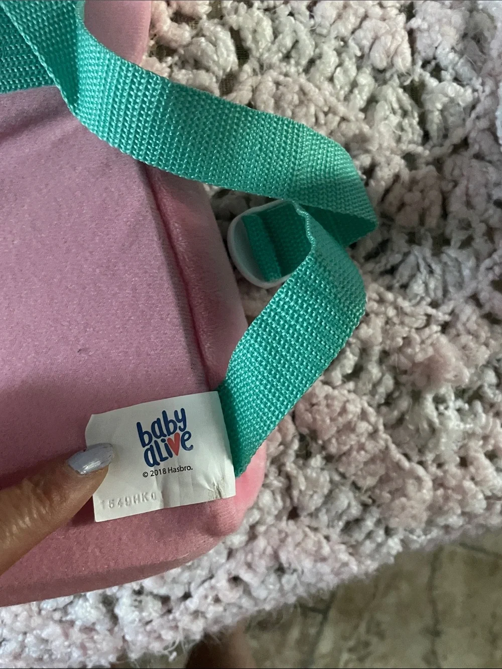 Baby Alive Doll carrier backpack style bunny themed. Adjustable straps.